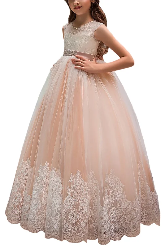 A-Line Floor Length Tulle Lace Flower Girl Dress CF0311 Tulle A-line Dress