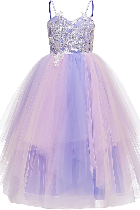 A-Line Floor Length Tulle Lace Flower Girl Dress CF0277 A-line Tulle Gown