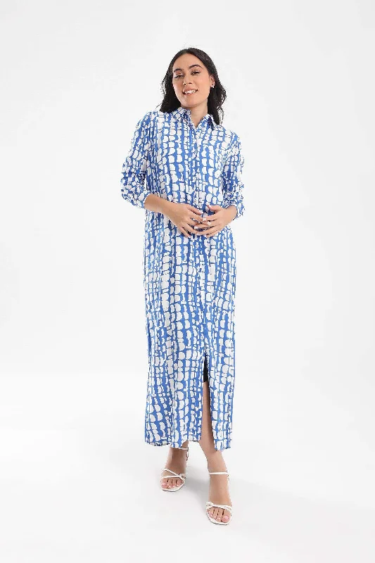 Printed Pattern Shirt Dress Button Front Shirt