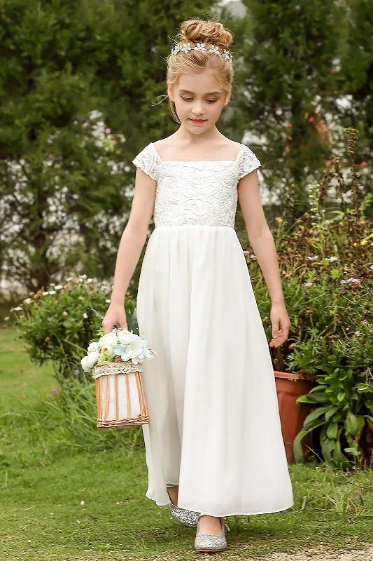 A-Line Floor Length Tulle Lace Flower Girl Dress CF0272 Tulle Dress Shine