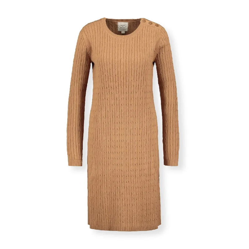 Cable Sweater Dress with Elbow Patches Cozy Bodycon Sweater