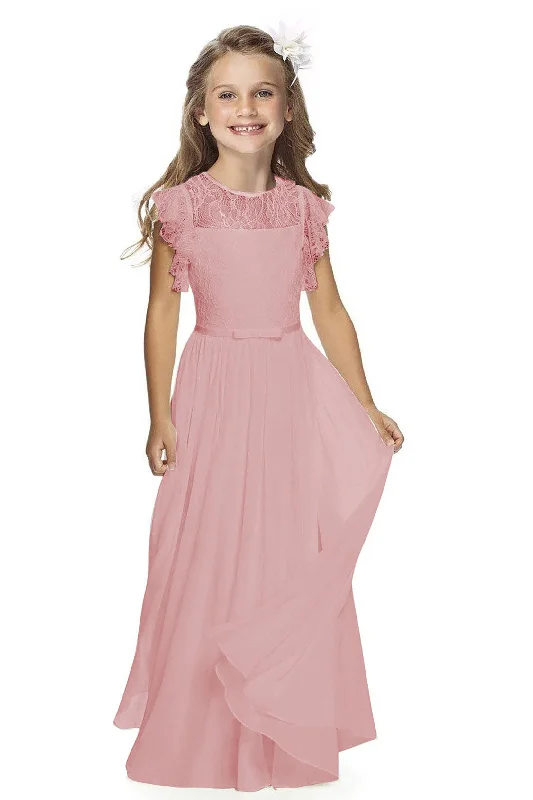 A-Line Floor Length Tulle Lace Flower Girl Dress CF0323 A-line Tulle Gown