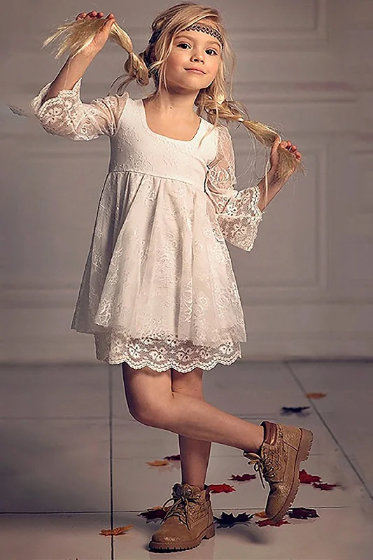 A-Line Short-Mini Tulle Lace Flower Girl Dress CF0344 Tulle Dress Perfect