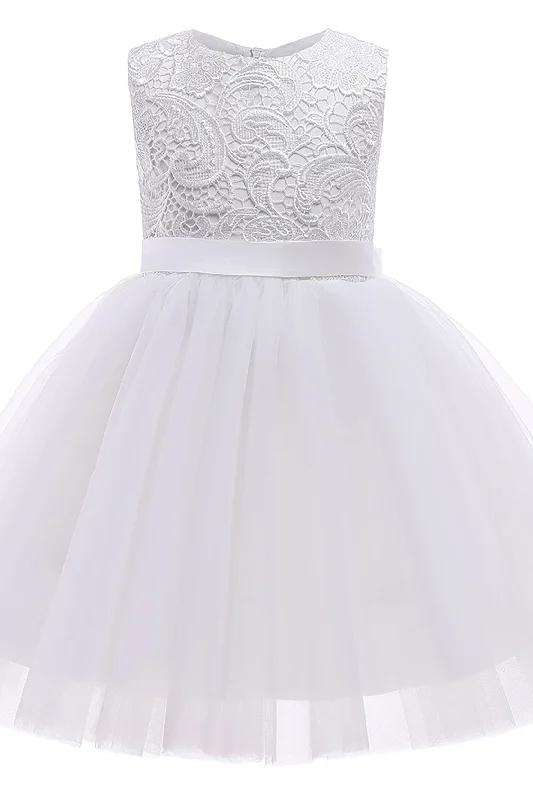 A-Line Tea Length Tulle Lace Flower Girl Dress CF0312 Sequin Tulle Dress