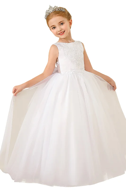 A-Line Floor Length Tulle Lace Flower Girl Dress CF0289 Tulle Dress Twirl