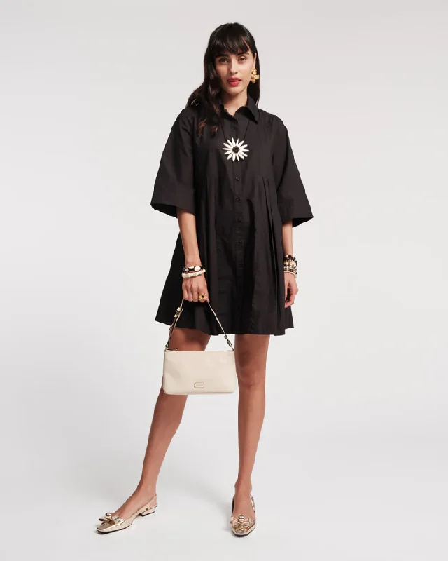 Isla Pleated Mini Shirtdress Belted Button Dress