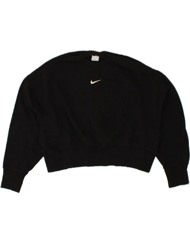 NIKE Womens Crop Sweatshirt Jumper UK 18 XL Black Cotton Mohair sweaters