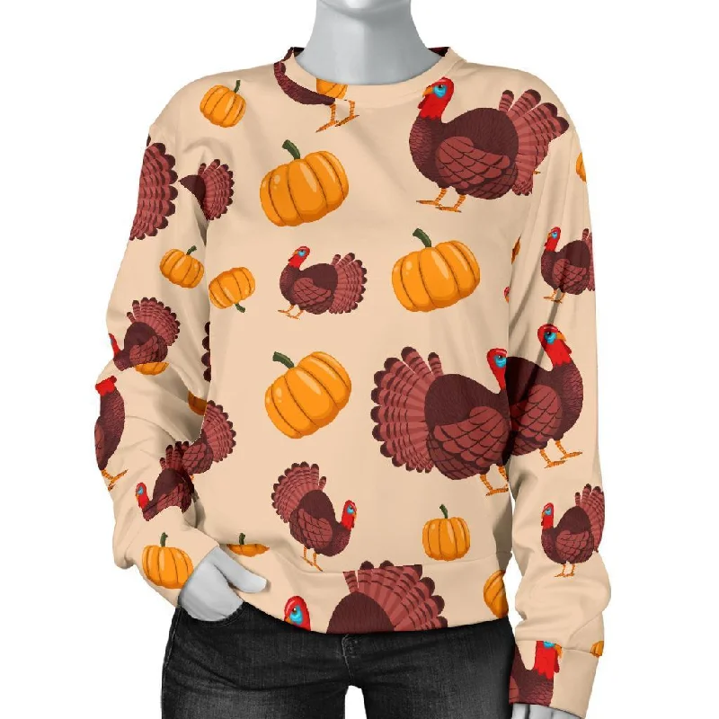 Thankgiving Turkey Pattern Print Women's Sweatshirt Mohair sweaters