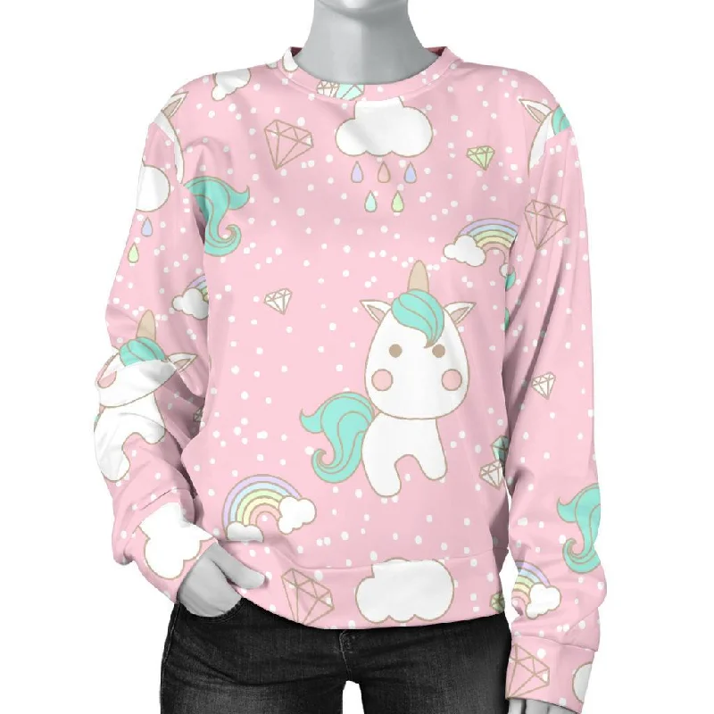 Unicorn Pink Pattern Print Women's Sweatshirt Patagonia sweaters