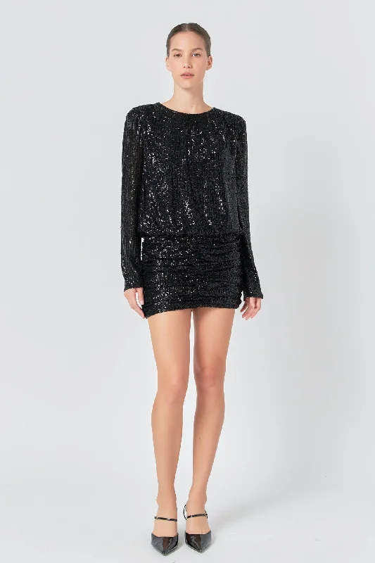 Ruched Sequin Mini Dress Budget-friendly mini dresses