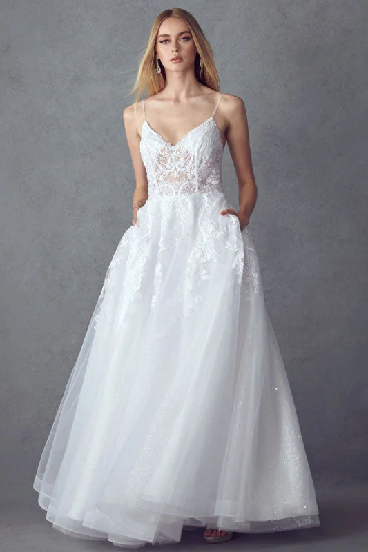 Embroidered Elegance: XYZ's Open Back Ball Gown for Unforgettable Occasions Strapless Bridal Dress