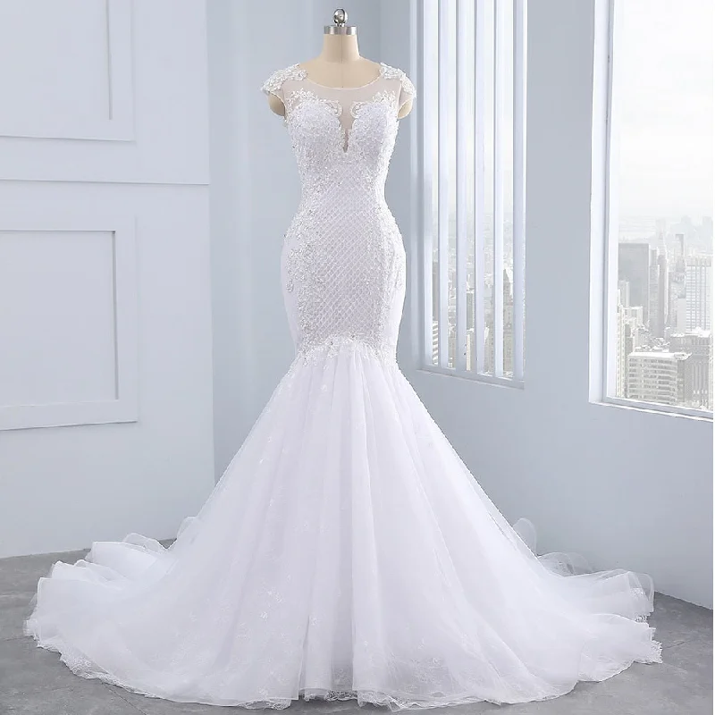 Organza Mermaid Wedding Dress Vintage Wedding Gown