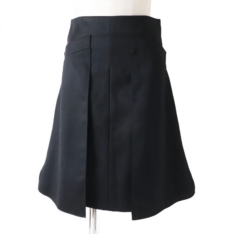 Chanel COCO Mark Flared Skirt Black Silk Pencil unclassified skirts