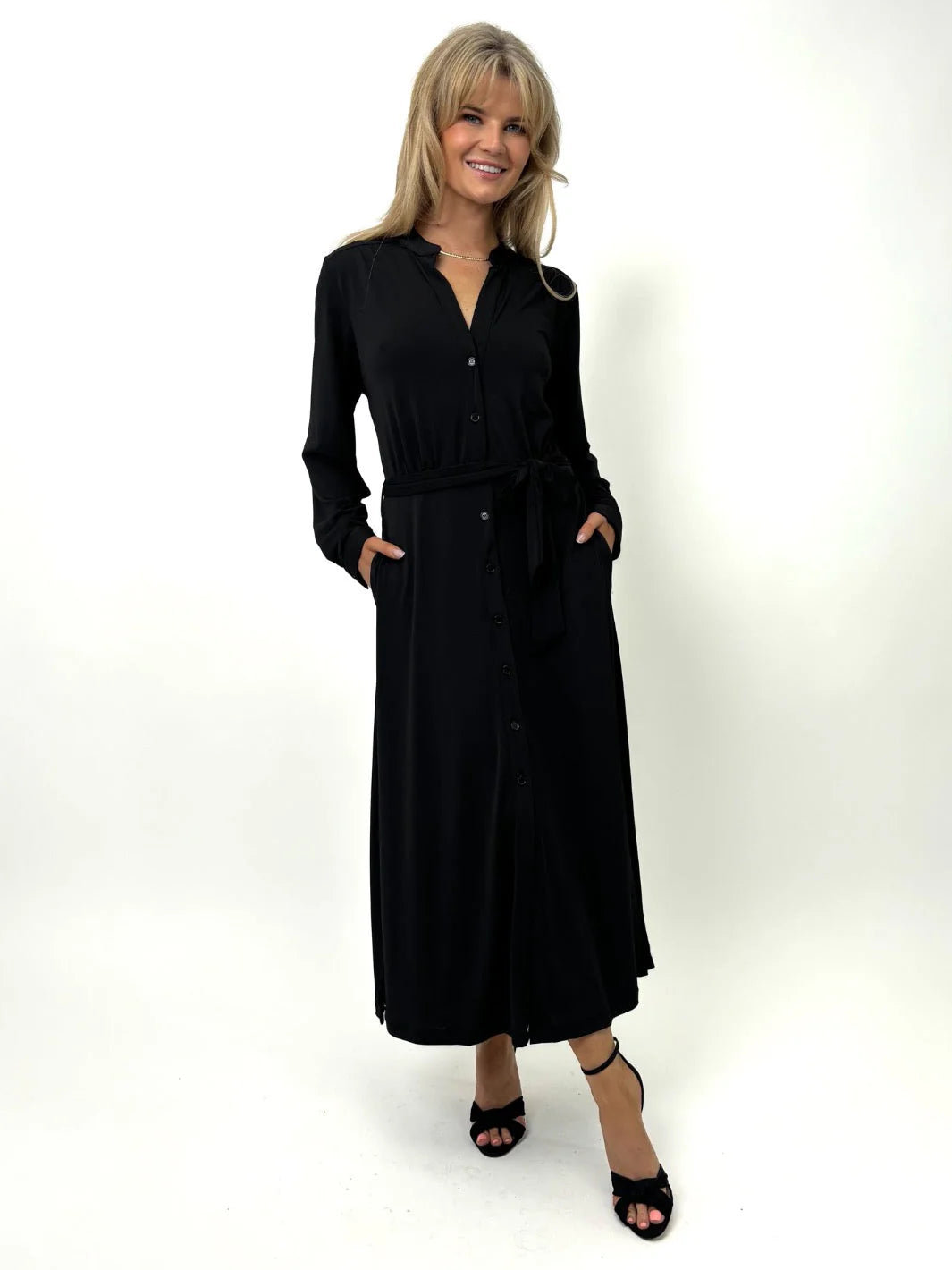 Kate & Pippa Capri Midi Shirt Dress, Black Wedding guest midi dresses