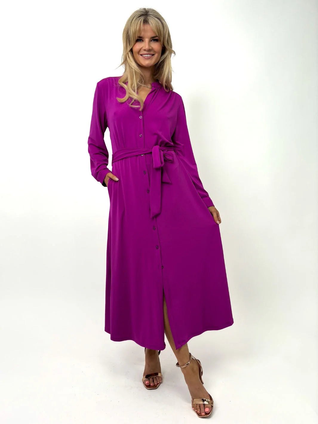 Kate & Pippa Capri Midi Shirt Dress, Magenta Beach midi dresses