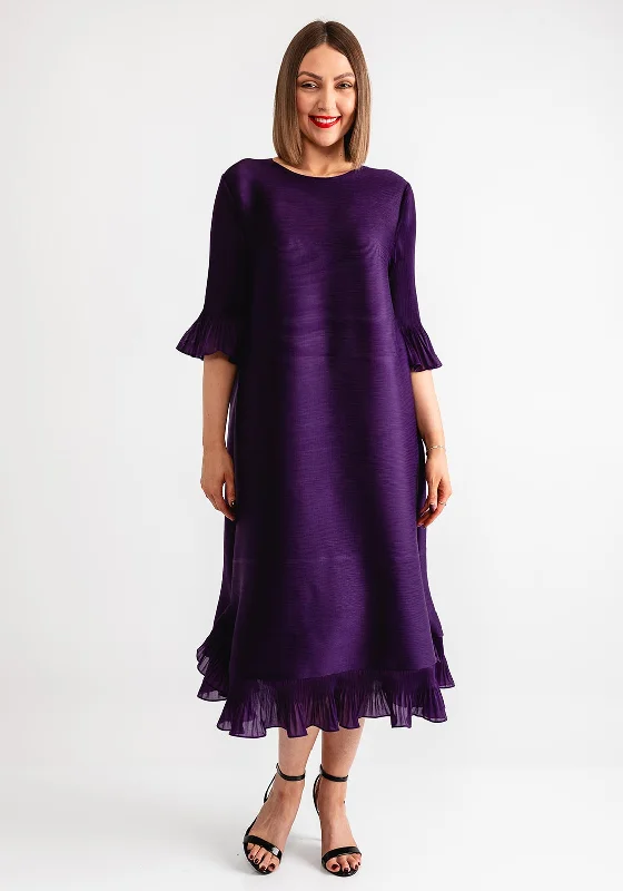 Thanny Ruffle Trim Midi Dress, Purple Flattering midi dresses for all body types