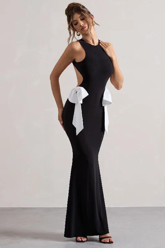 By Your Side | Black Cut-Out Split Maxi Dress With Bows Versatile maxi dresses for all occasions