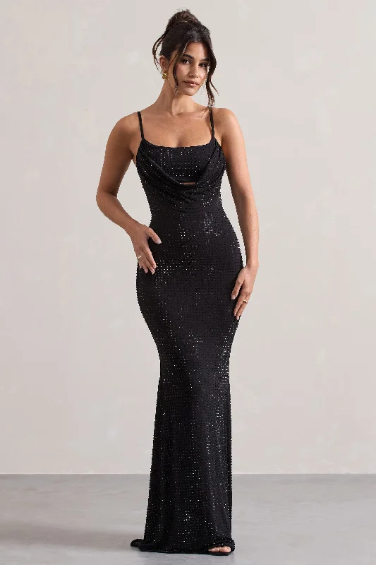 Costella | Black Embellished Strappy Cowl-Neck Maxi Dress H&M maxi dresses