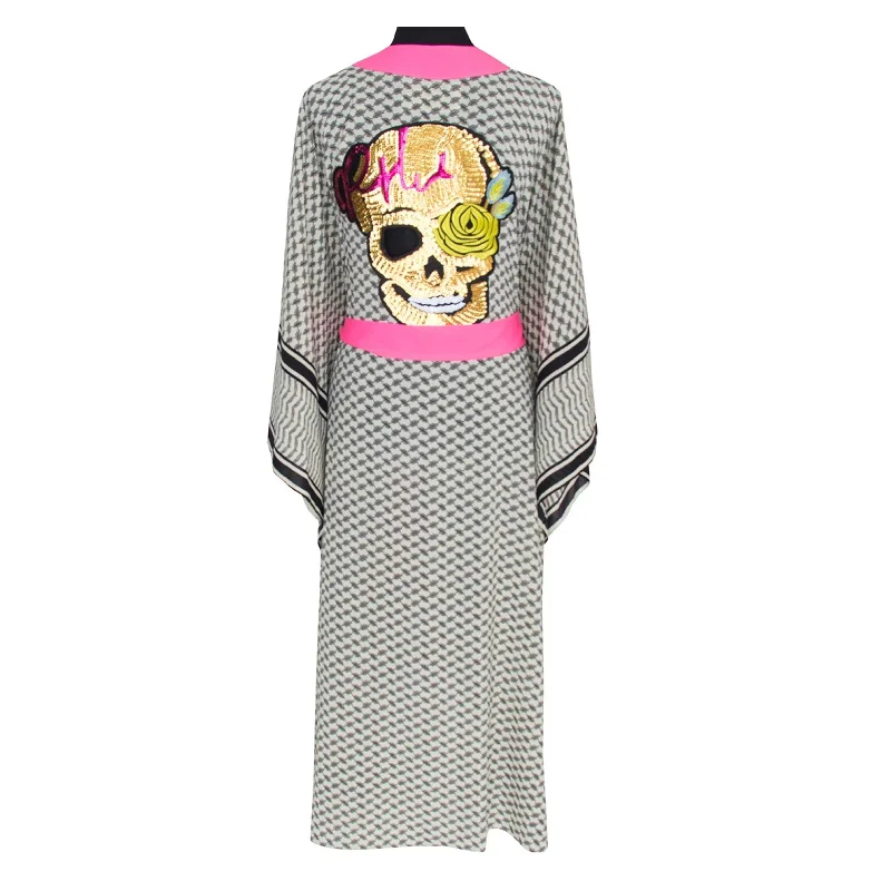 Desert Tribe Long Kimono Skull Neon Pink New Year's Eve maxi dresses