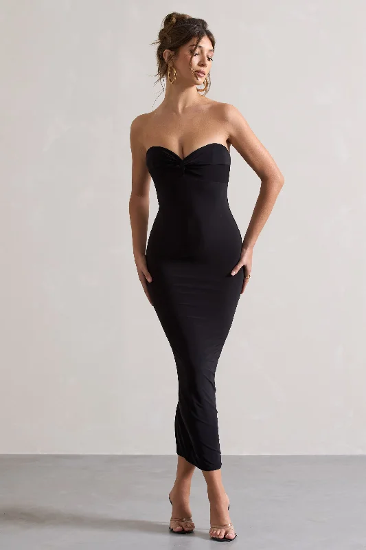 Evita | Black Sweetheart Twist Detail Maxi Dress Best maxi dresses for hourglass body shape