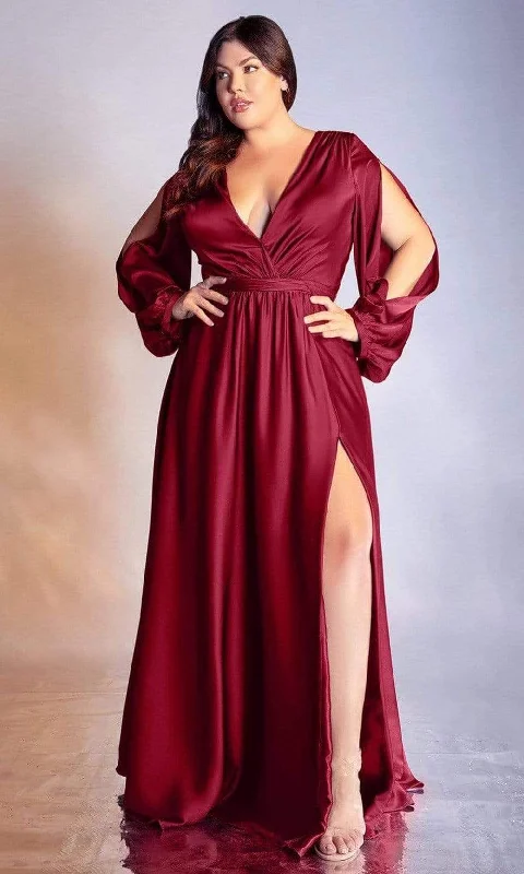 Cinderella Divine - 7475C Plunging V Neck High Slit Long Evening Dress Birthday party dresses