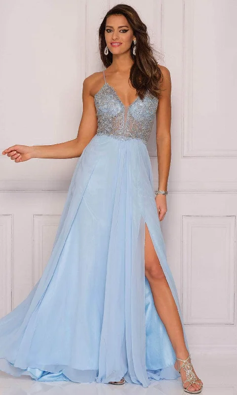 Dave & Johnny A9236 - Laced Fitted Bodice Sleeveless A-Line Gown Best party dresses for dancing