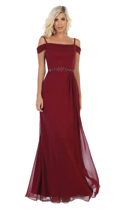 May Queen - MQ1611 Pleated Square A-Line Evening Dress Affordable party dresses