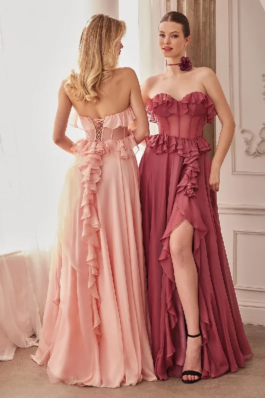 Andrea And Leo -A1341 Strapless Ruffle A-Line Dress Petite unclassified dresses