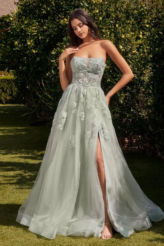 Andrea And Leo -A1346 Sheer Bodice Strapless Ball Gown Boho unclassified dresses