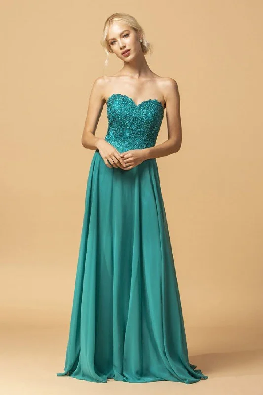 Aspeed Design -L2073 Strapless Embellished A-Line Dress Open-back unclassified dresses