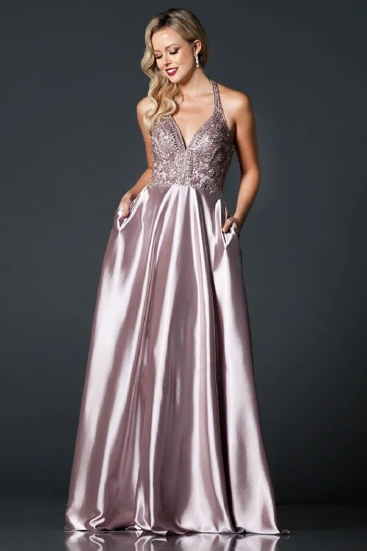 Aspeed Design -L2405 Halter Beaded A-Line Evening Dress Budget-friendly unclassified dresses