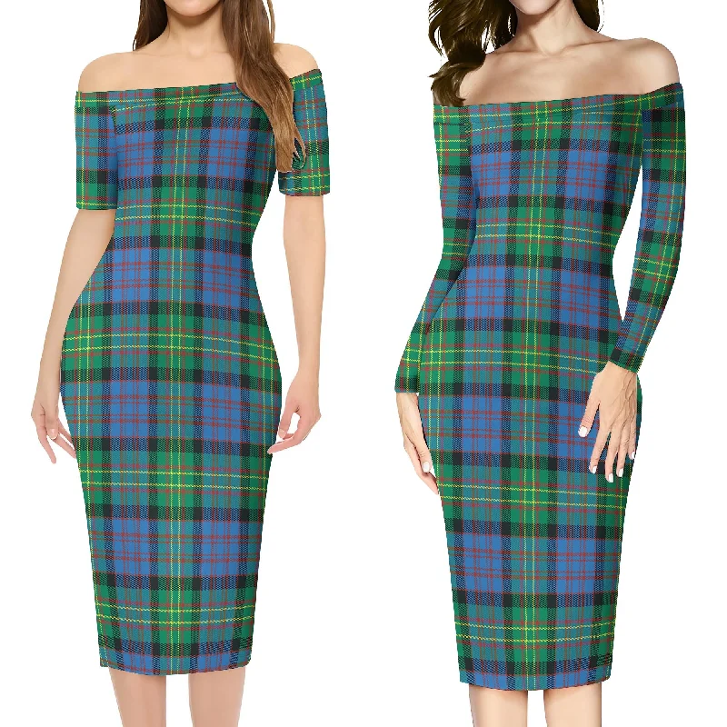 Bowie Ancient Tartan Off Shoulder Lady Dress Chic unclassified dresses