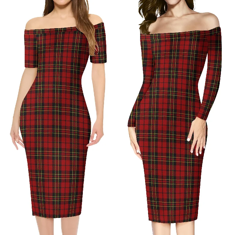 Brodie Tartan Off Shoulder Lady Dress Ruched unclassified dresses