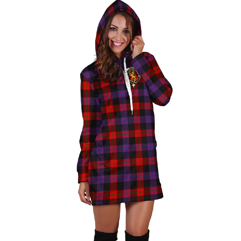 Broun Modern Tartan Hoodie Dress with Family Crest Elegant evening unclassified dresses