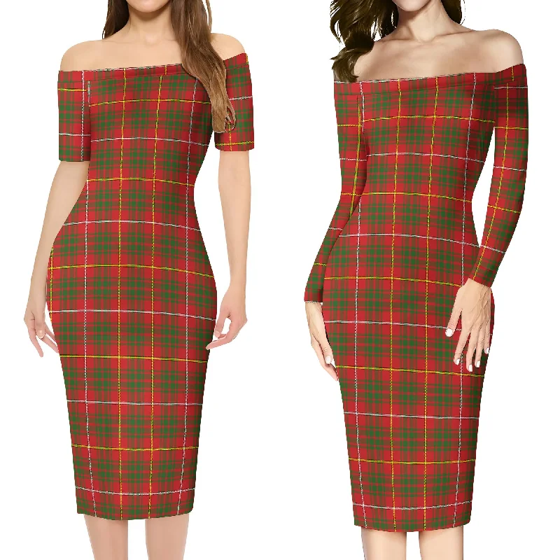 Bruce County Canada Tartan Off Shoulder Lady Dress Minimalist unclassified dresses