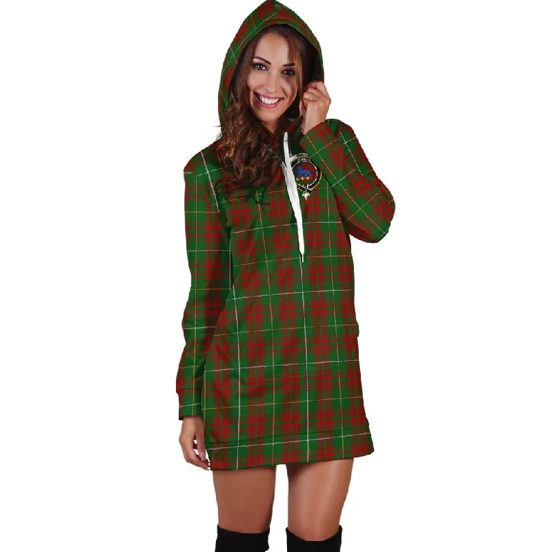 Bruce Hunting Tartan Hoodie Dress with Family Crest Monochrome unclassified dresses