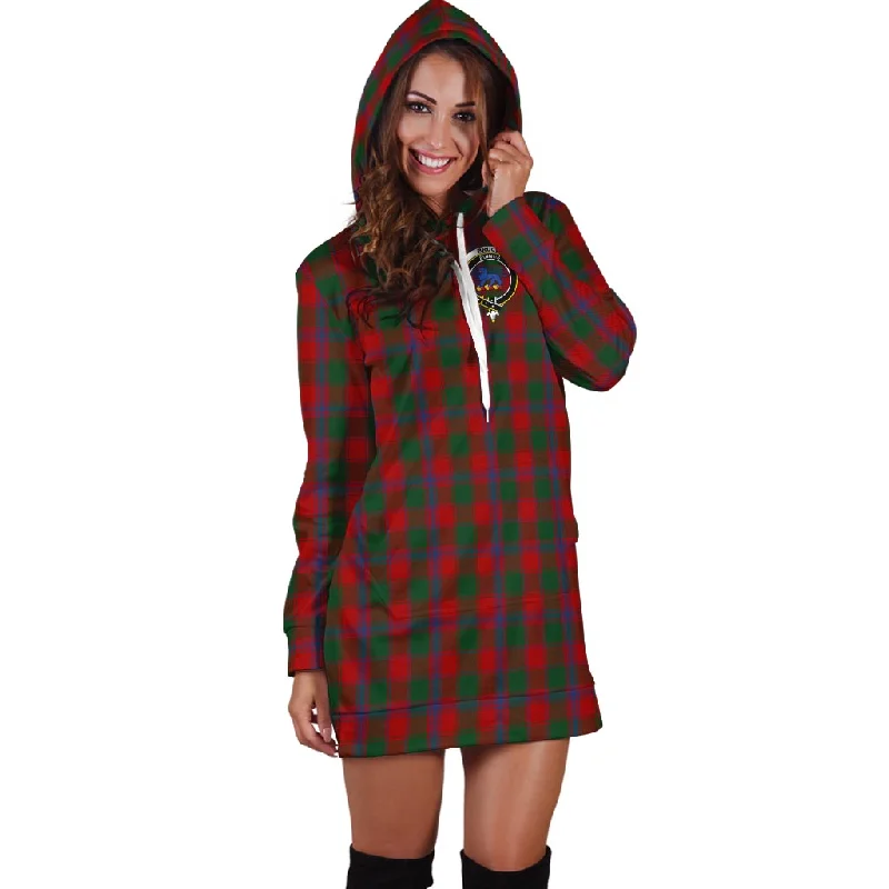 Bruce Old Tartan Hoodie Dress with Family Crest Long sleeve unclassified dresses