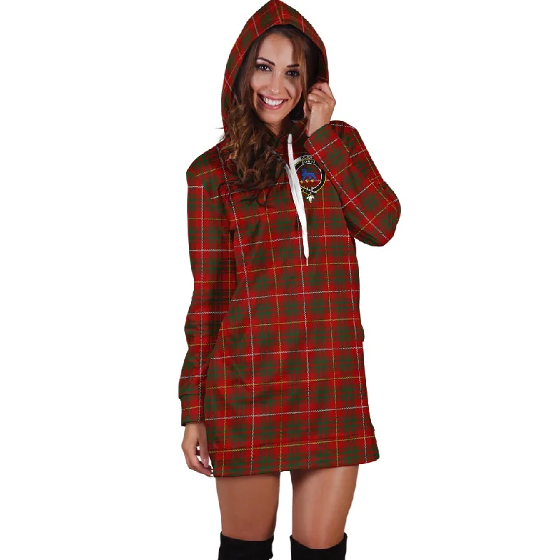 Bruce Tartan Hoodie Dress with Family Crest Soft fabric unclassified dresses