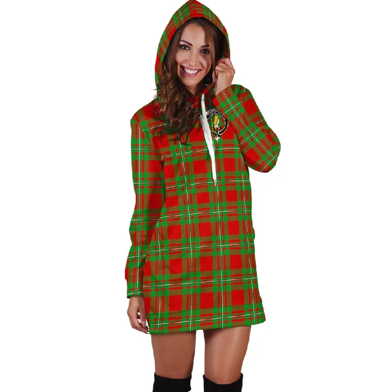 Callander Tartan Hoodie Dress with Family Crest Velvet unclassified dresses