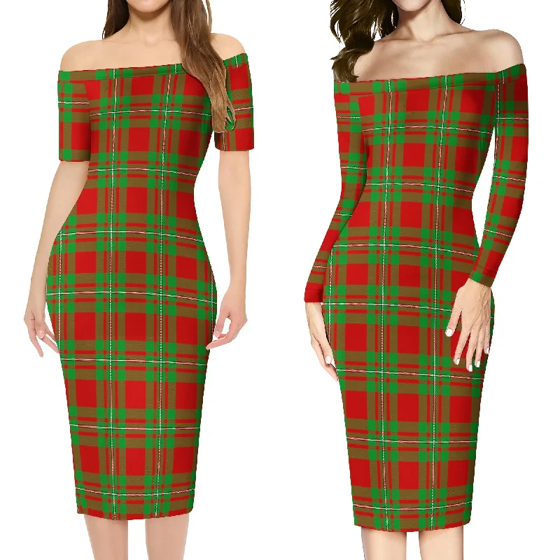 Callander Tartan Off Shoulder Lady Dress Striped unclassified dresses