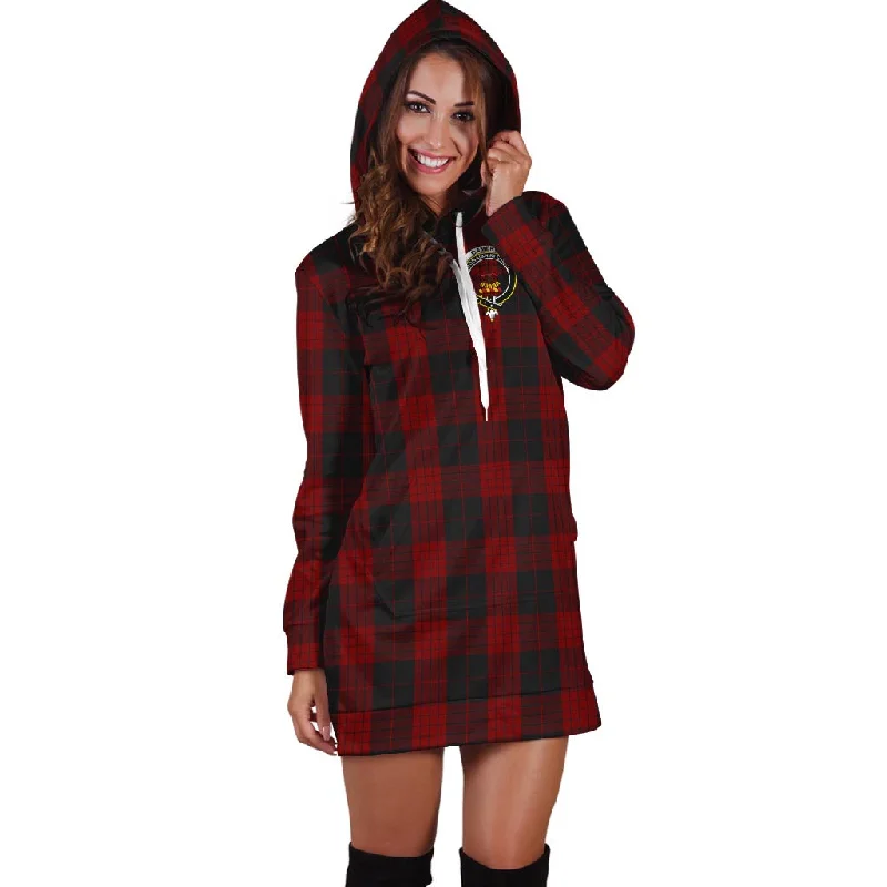 Cameron Black and Red Tartan Hoodie Dress with Family Crest Casual unclassified dresses