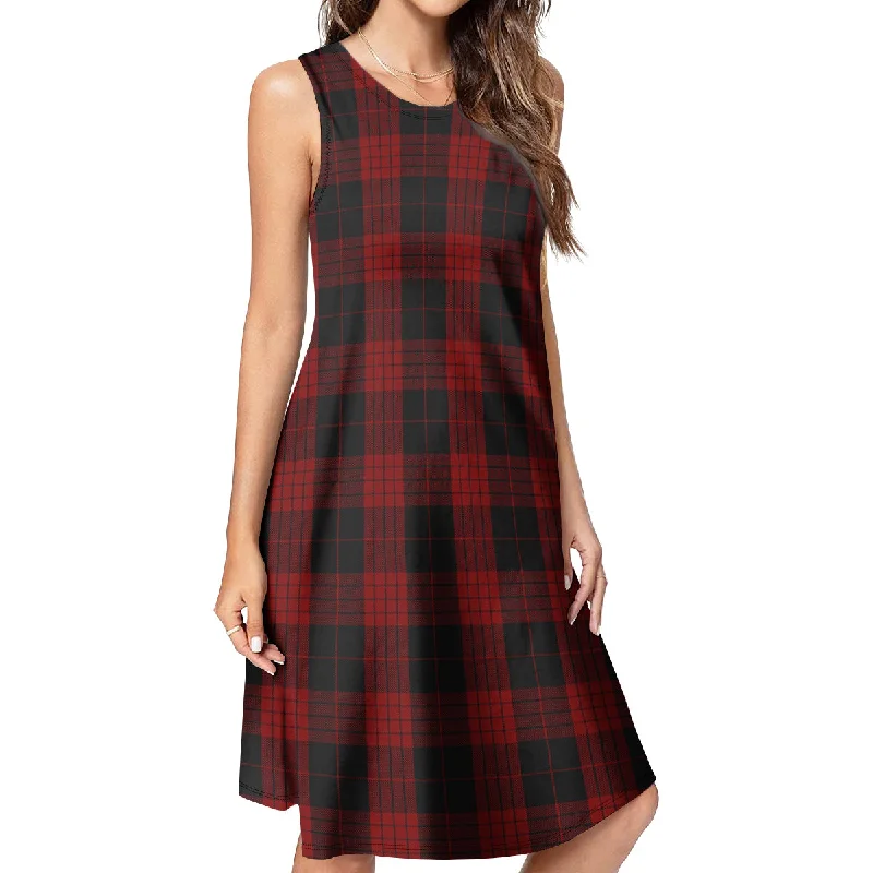 Cameron Black and Red Tartan Womens Casual Dresses Mesh unclassified dresses