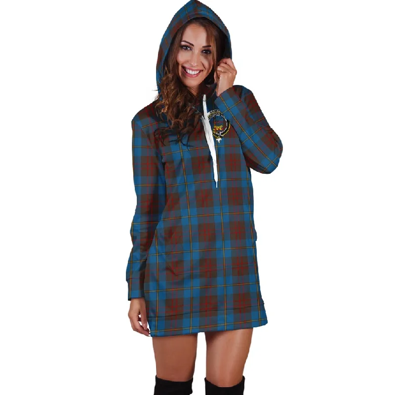 Cameron Hunting Tartan Hoodie Dress with Family Crest Monochrome unclassified dresses