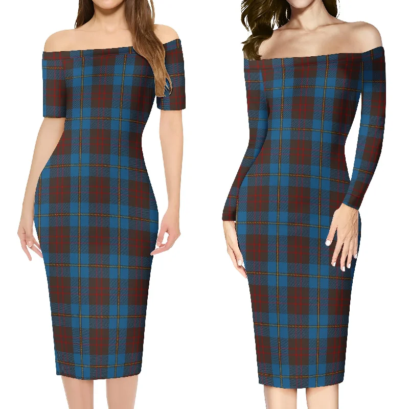 Cameron Hunting Tartan Off Shoulder Lady Dress Wedding guest unclassified dresses