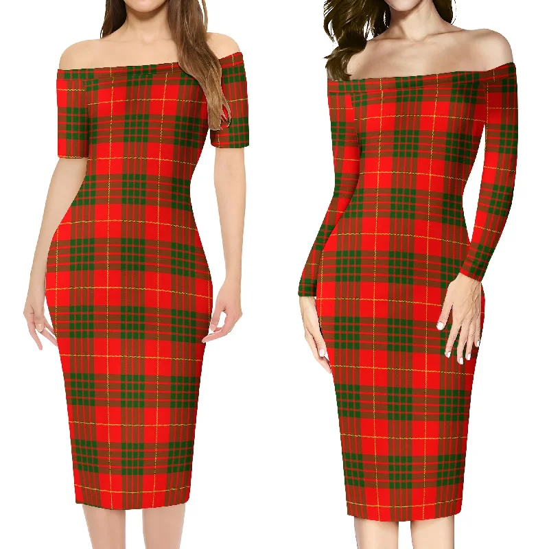 Cameron Modern Tartan Off Shoulder Lady Dress Lace unclassified dresses