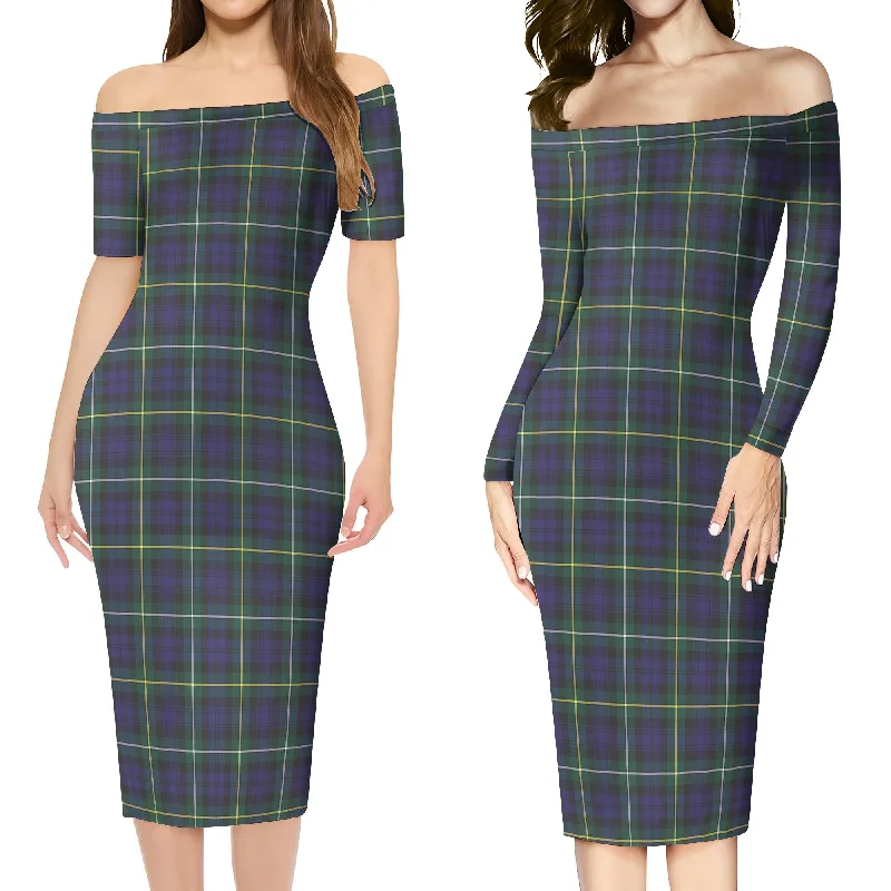 Campbell Argyll Modern Tartan Off Shoulder Lady Dress Cocktail unclassified dresses