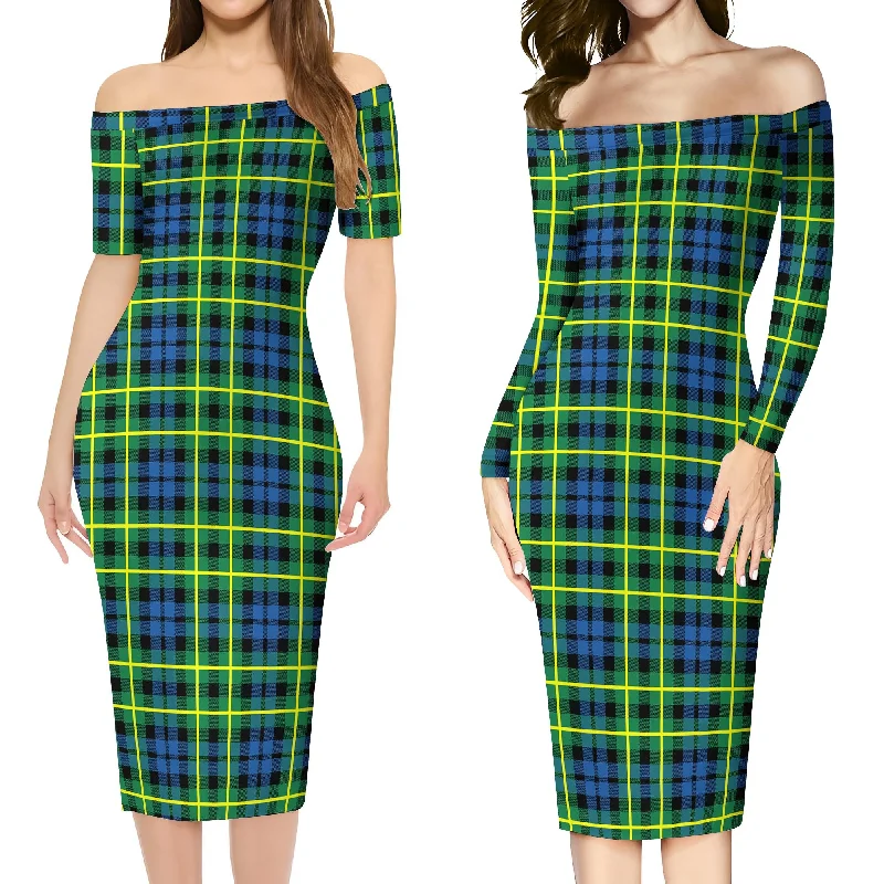 Campbell of Breadalbane Ancient Tartan Off Shoulder Lady Dress Ruffled unclassified dresses