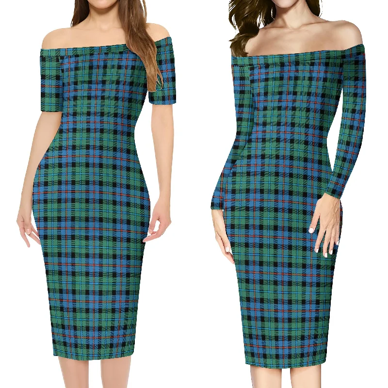 Campbell of Cawdor Ancient Tartan Off Shoulder Lady Dress Trendy unclassified dresses