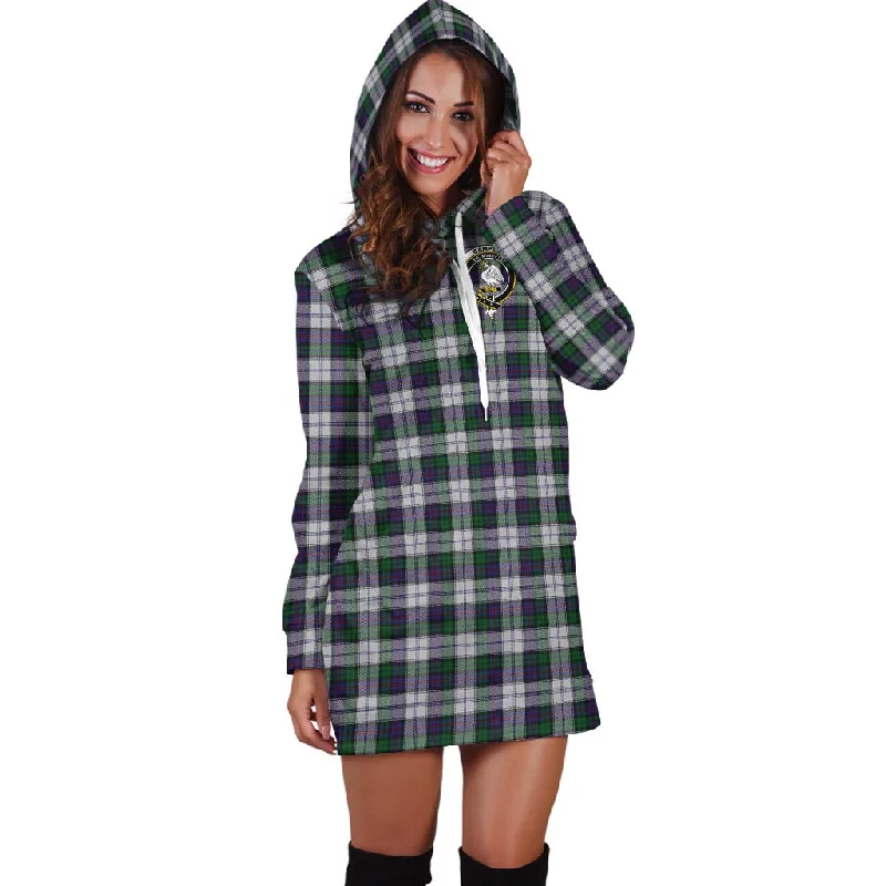 Campbell of Cawdor Dress Tartan Hoodie Dress with Family Crest Off-shoulder unclassified dresses