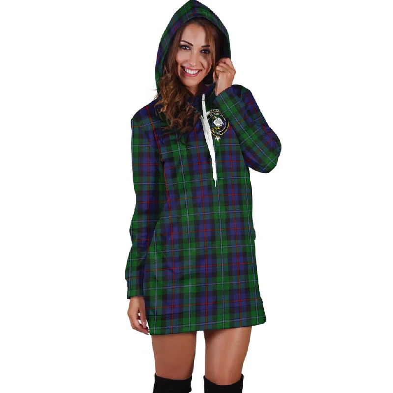 Campbell of Cawdor Tartan Hoodie Dress with Family Crest Flowy unclassified dresses